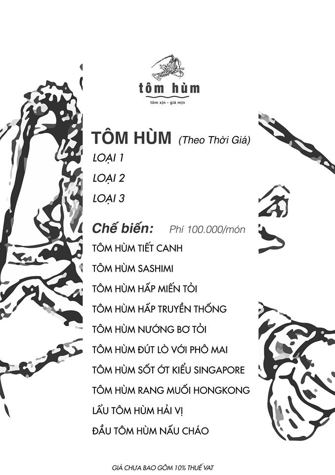 Menu Tôm Hùm (Theo thời giá)