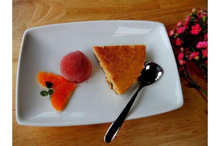 Cheese Cake With Strawberry Sorbet